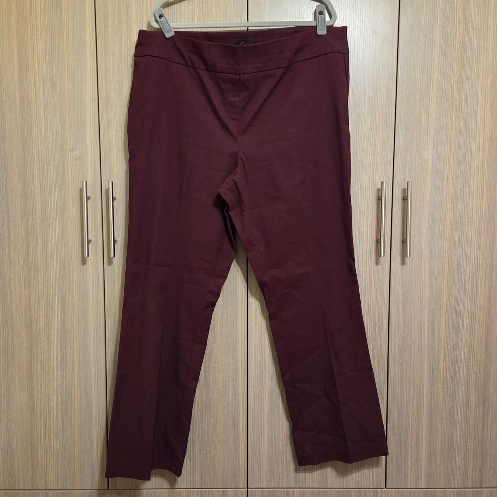 Burgundy Straight-Leg Pants